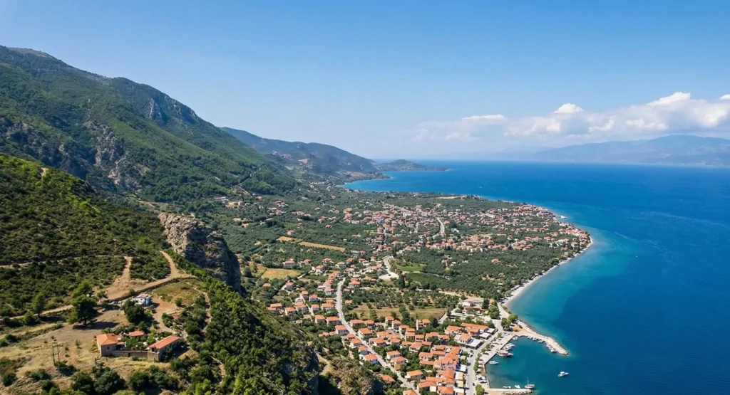 Αεροπορική εικόνα του Διακοπτού δίπλα στον Κορινθιακό