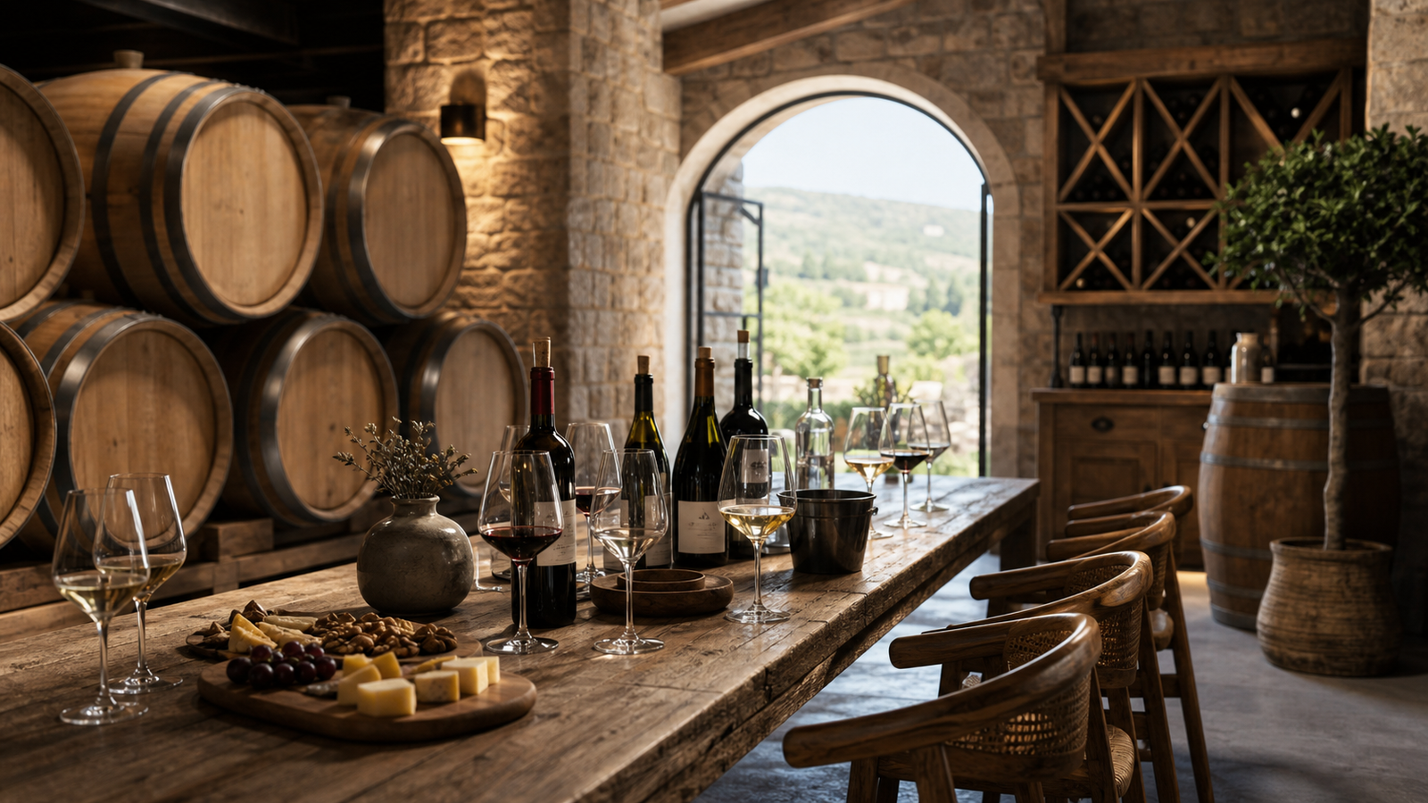 Εσωτερικός χώρος οινοποιείου στην Αιγιάλεια