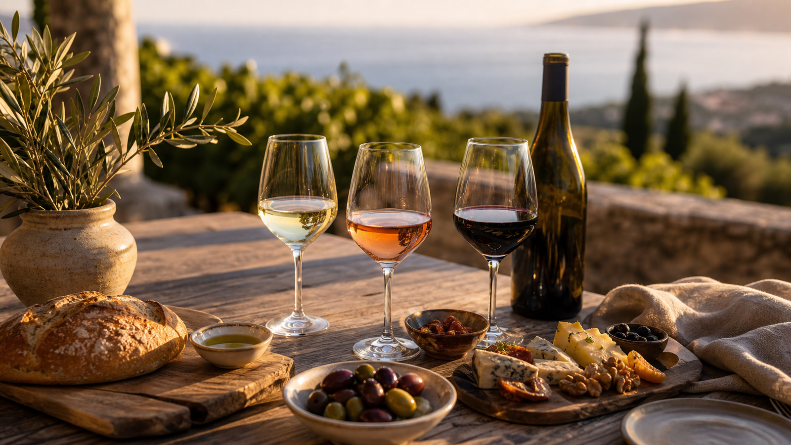 Wine tasting με ποτήρια κρασιού και μικρά συνοδευτικά